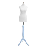 Display Guru Female Uk Size 16/18 Dressmakers Tailors Dummy Mannequin, White Torso Bust With Silver Wood Tripod Stand